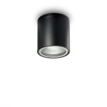Потолочный светильник Ideal Lux GUN PL1 NERO 122687, IP44, 1xGU10x28W, черный, металл, стекло