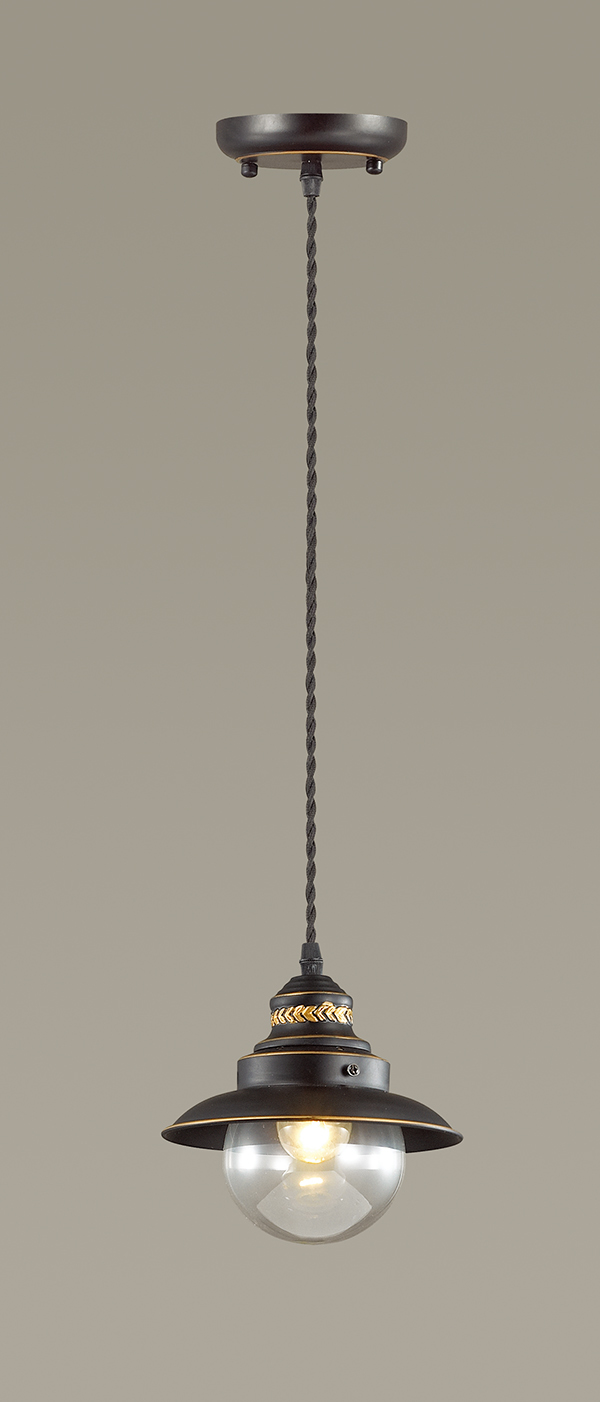 Подвесной светильник Odeon Light Country Sandrina 3249/1, 1xE27x60W, коричневый, коричневый с прозрачным, металл, металл со стеклом - фото 2