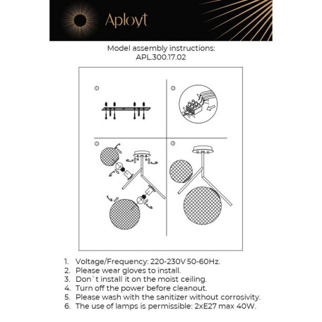 Потолочный светильник Aployt Marzena APL.300.17.02, 2xE27x40W - миниатюра 10