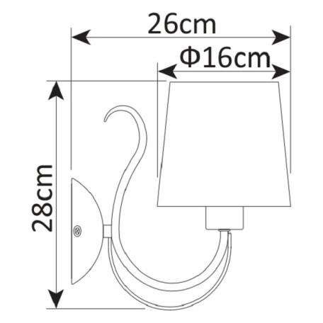 Схема с размерами Arte Lamp A9310AP-1WG