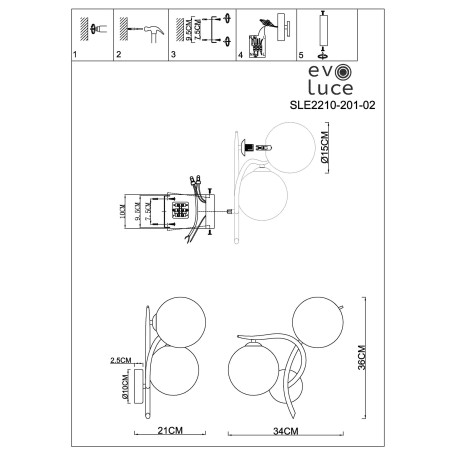 Схема с размерами ST Luce SLE2210-201-02