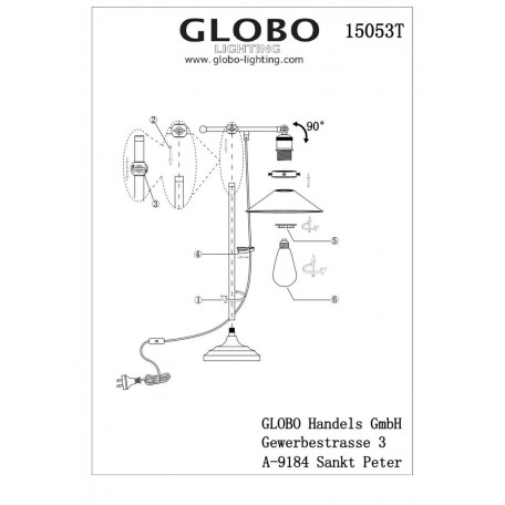 Схема с размерами Globo 15053T