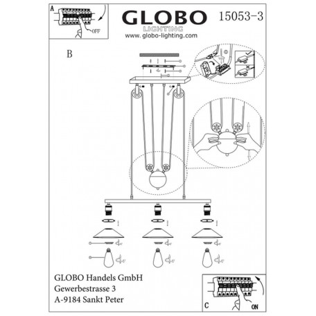 Схема с размерами Globo 15053-3