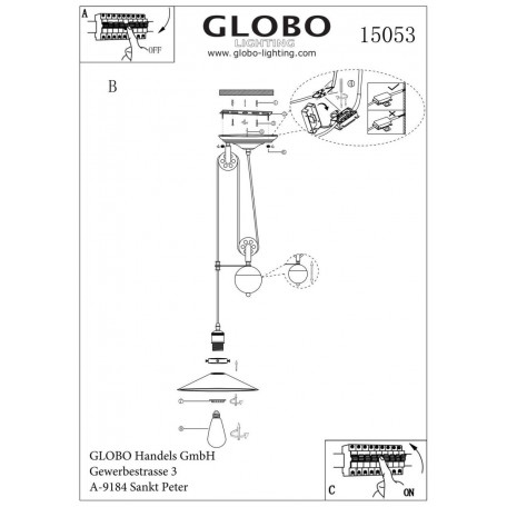 Схема с размерами Globo 15053