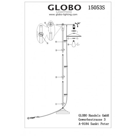 Схема с размерами Globo 15053S