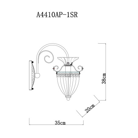 Схема с размерами Arte Lamp A4410AP-1SR