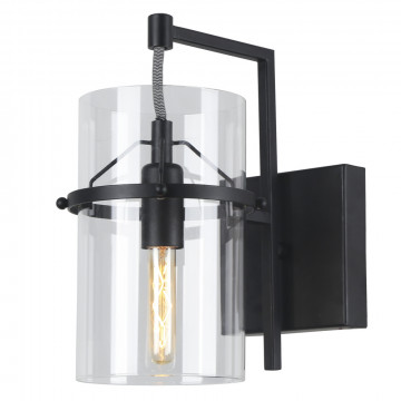 Бра Arte Lamp Piatto A8586AP-1BK, 1xE14x40W, черный, прозрачный, металл, стекло