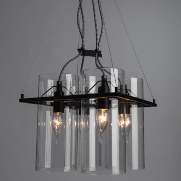 Подвесная люстра Arte Lamp Piatto A8586SP-4BK, 4xE14x40W, черный, прозрачный, металл, стекло - фото 2