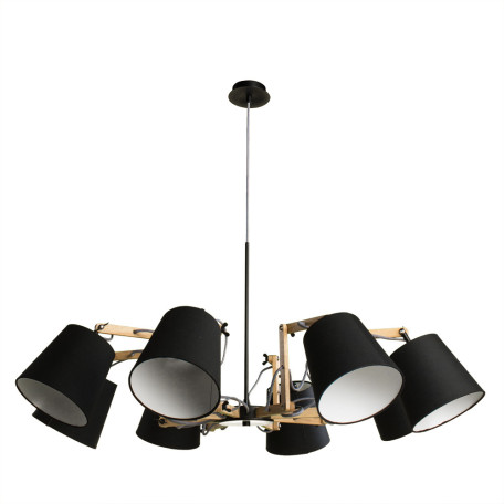 Подвесная люстра с регулировкой направления света Arte Lamp Pinocchio A5700LM-8BK, 8xE14x40W, черный, коричневый, металл, дерево, текстиль