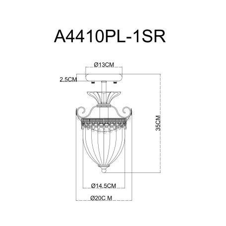 Схема с размерами Arte Lamp A4410PL-1SR