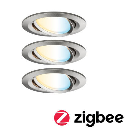 Встраиваемый светодиодный светильник Paulmann Nova Plus Zigbee Coin tunable white 92962, IP23, LED 6W, алюминий, металл - миниатюра 1