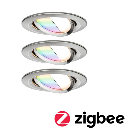 Встраиваемый светодиодный светильник Paulmann Nova Plus Zigbee Coin RGBW 92965, IP23, LED 2,5W, алюминий, металл - миниатюра 1