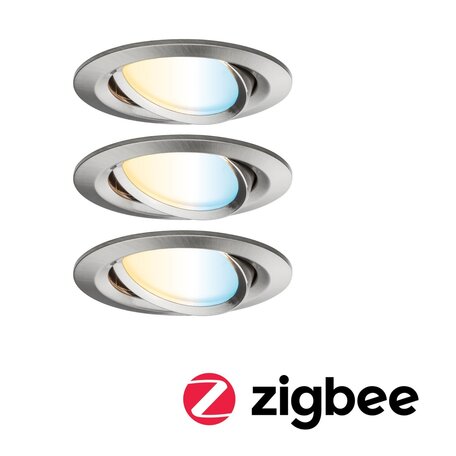 Встраиваемый светодиодный светильник Paulmann Nova Plus Zigbee Coin tunable white 92962, IP23, LED 6W, алюминий, металл