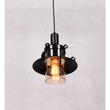 Подвесной светильник Lumina Deco Capri LDP 11328-1 BK, 1xE27x40W, черный с янтарем, янтарь с черным, металл со стеклом - миниатюра 3