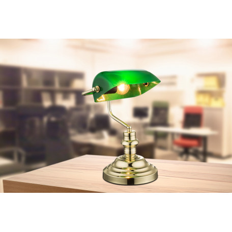 Настольная лампа Globo Antique 2491, 1xE27x60W, металл, стекло - миниатюра 2
