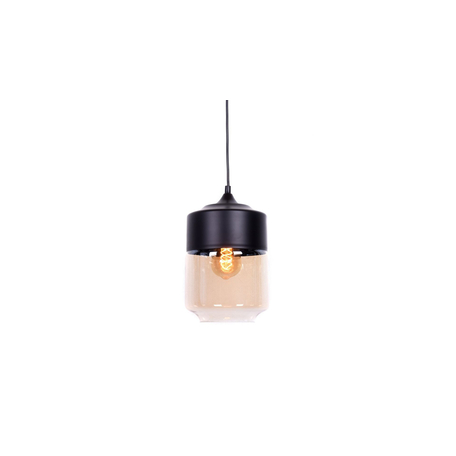 Подвесной светильник Lumina Deco Astila LDP 6807 BK+TEA, 1xE27x40W, черный, черный с янтарем, янтарь с черным, металл, металл со стеклом