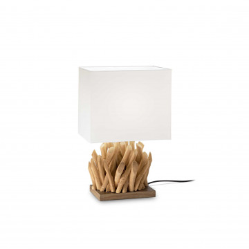 Настольная лампа Ideal Lux SNELL TL1 SMALL 201382, 1xE27x60W, коричневый, белый, дерево, текстиль