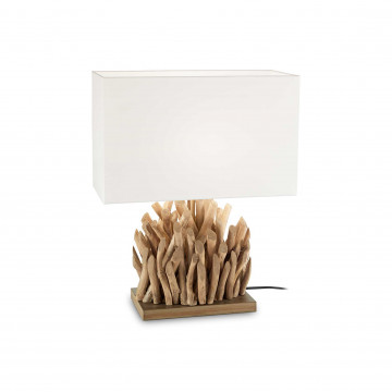 Настольная лампа Ideal Lux SNELL TL1 BIG 201399, 1xE27x60W, коричневый, белый, дерево, текстиль - миниатюра 1