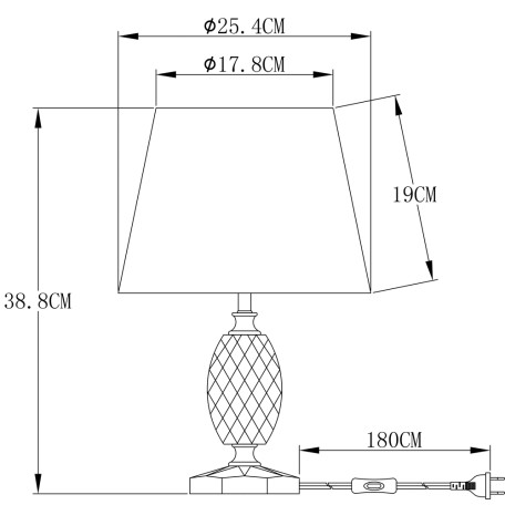 Схема с размерами Arte Lamp A4019LT-1CC