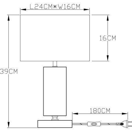 Схема с размерами Arte Lamp A4022LT-1CC