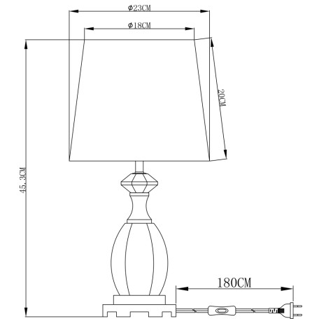 Схема с размерами Arte Lamp A4025LT-1PB