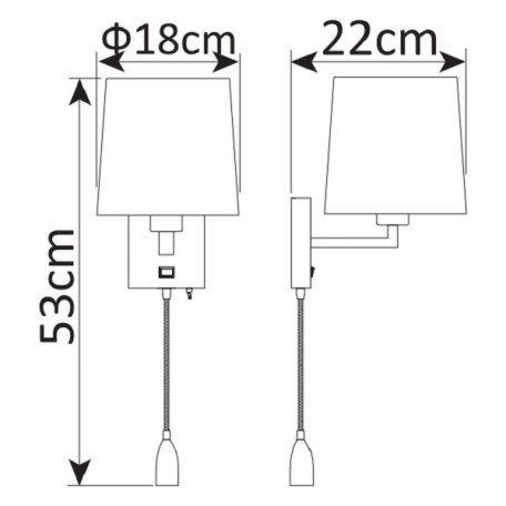 Схема с размерами Arte Lamp A9246AP-2AB