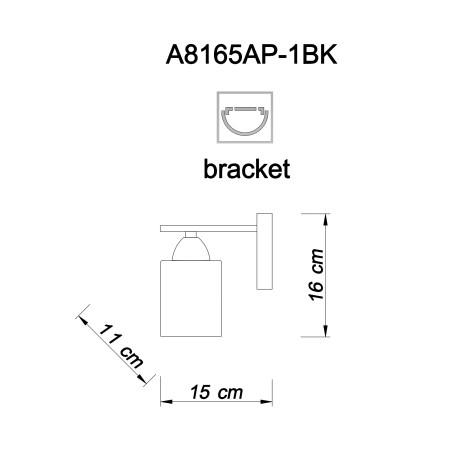 Схема с размерами Arte Lamp A8165AP-1BK