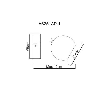 Схема с размерами Arte Lamp A6251AP-1WH
