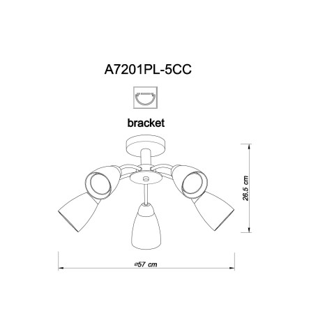 Схема с размерами Arte Lamp A7201PL-5CC