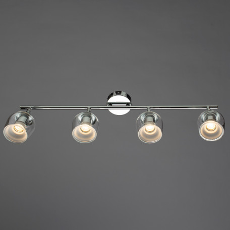 Потолочный светодиодный светильник с регулировкой направления света Arte Lamp Echeggio A1558PL-4CC, LED 16W 3000K 1280lm CRI≥80, хром, прозрачный, металл, стекло - фото 2