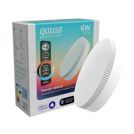 Светодиодная лампа Gauss Smart Light 1400112 GX53 6W, 2700-6500K CRI>80, гарантия 2 года