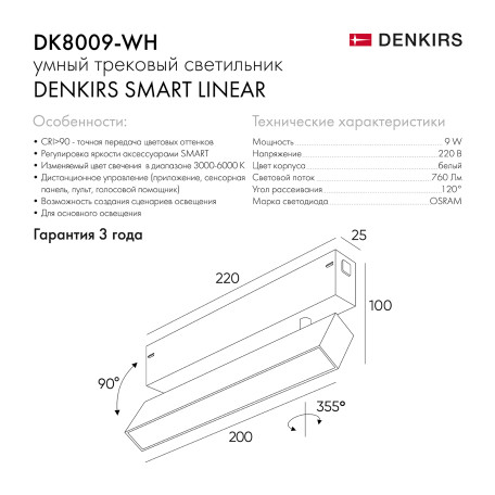 Схема с размерами Denkirs DK8009-WH