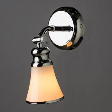 Настенный светильник с регулировкой направления света Arte Lamp Vento A9231AP-1CC, 1xE14x40W, хромированный, белый с хромом, металл, стекло - фото 2