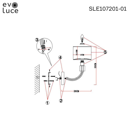 Схема с размерами Evoluce SLE107201-01