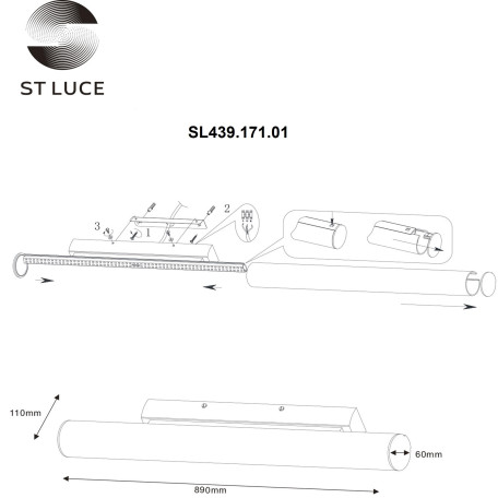 Схема с размерами ST Luce SL439.171.01