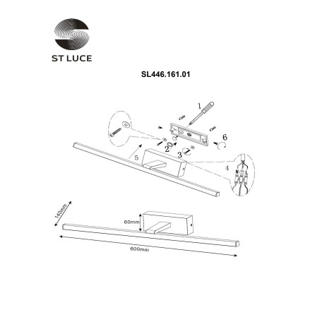 Схема с размерами ST Luce SL446.161.01