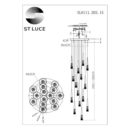 Схема с размерами ST Luce SL6111.203.15