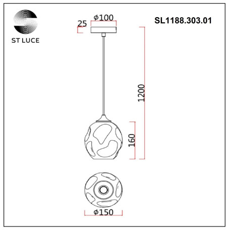 Схема с размерами ST Luce SL1188.303.01