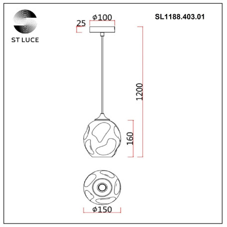 Схема с размерами ST Luce SL1188.403.01