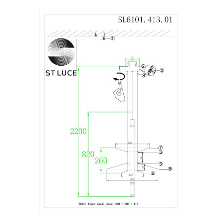 Схема с размерами ST Luce SL6101.413.01