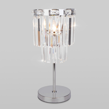 Настольная лампа Eurosvet Elegante 01136/1 хром/прозрачный хрусталь Strotskis (a060647), 1xE14x60W