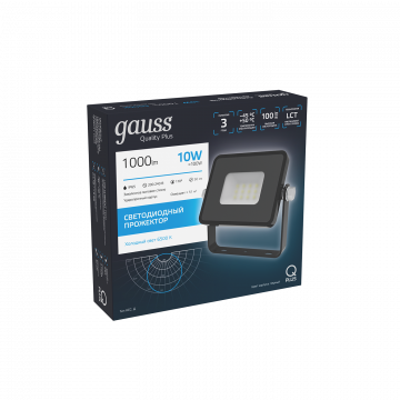 Светодиодный прожектор Gauss Q Plus морозоустойчивый 613511310, IP65, LED 10W 6500K 900lm CRI>75, черный, металл, стекло - миниатюра 2