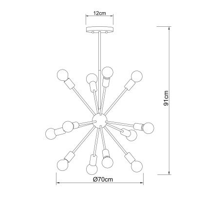Схема с размерами Arte Lamp A6702PL-12PB