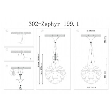 Схема с размерами Lucia Tucci Zephyr 199.1 D720 alluminio