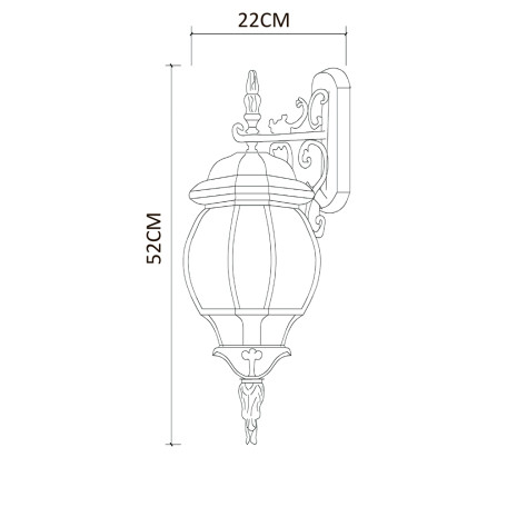 Схема с размерами Arte Lamp A1042AL-1BG
