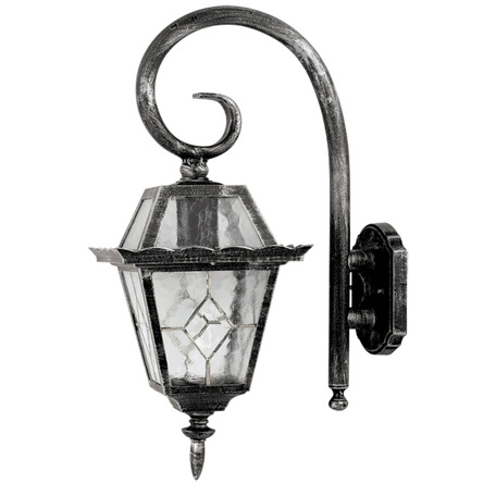 Настенный фонарь Arte Lamp Paris A1352AL-1BS, IP44, 1xE27x75W, черненое серебро, прозрачный, металл, стекло - фото 1