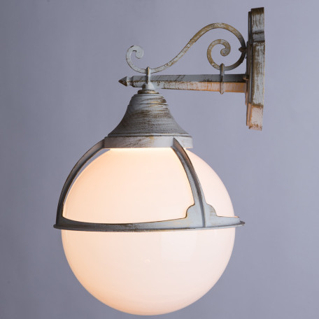 Настенный фонарь Arte Lamp Monaco A1492AL-1WG, IP44, 1xE27x75W, белый с золотой патиной, металл, металл со стеклом/пластиком - миниатюра 2