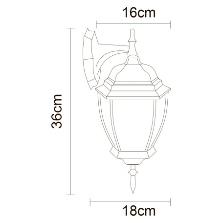 Схема с размерами Arte Lamp A3152AL-1WG