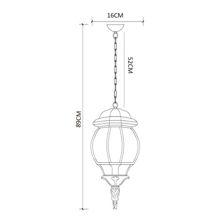 Схема с размерами Arte Lamp A1045SO-1BG