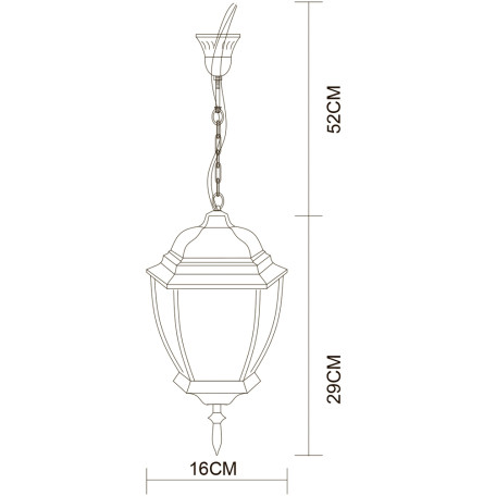 Схема с размерами Arte Lamp A3151SO-1BN